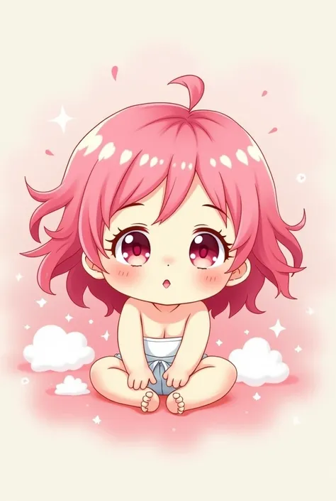 Pink hair anime baby 