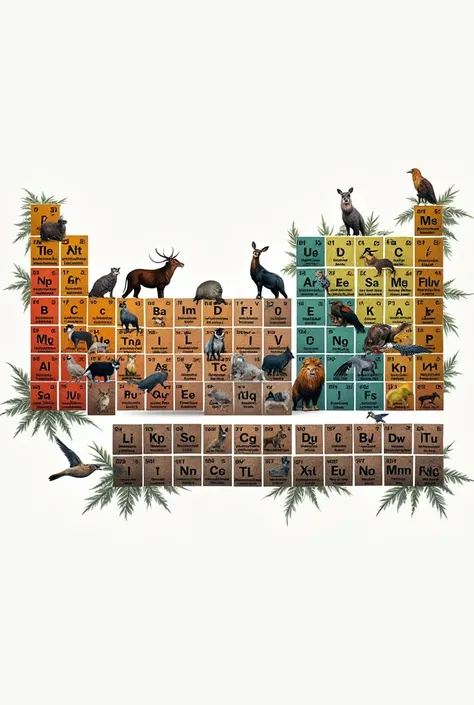 periodic table with images of animals