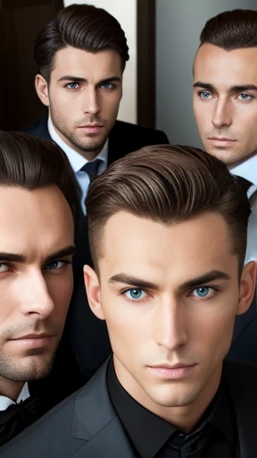 A group of handsome Abramowicz friends gathered together focus on the face