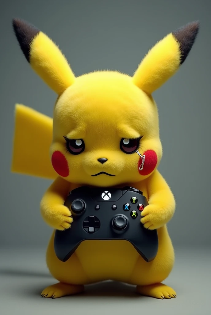  sad pikachu with an xbox controller where you can see his tears