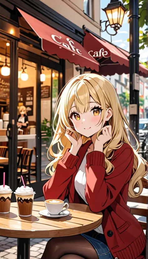 Beautiful and blond, date, cafe