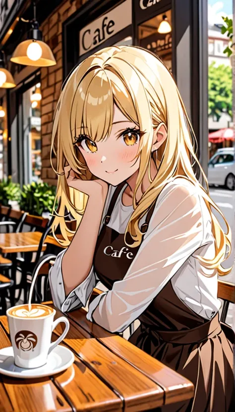 Beautiful and blond, cafe