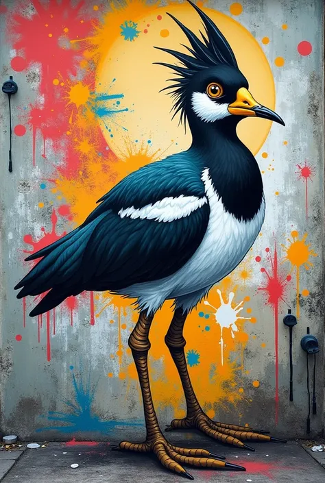 graffiti art/graffiti of a southern lapwing bird from Rio Grande do Sul