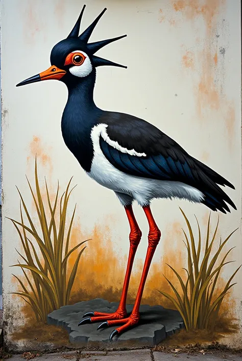 graffiti art/graffiti of a lapwing, bird of the Rio Grande do Sul, Simpler, but just like the real bird
