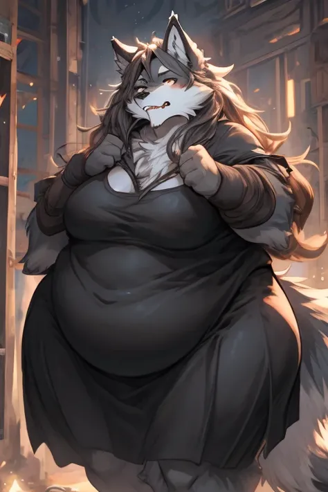 Twokinds obese wolf black clothes