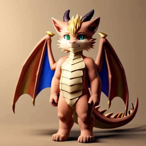 catboy, feline, velues, rosto de feline, mascle, child, with dragon wings, only 2 dragon horns, fully body, low body, rainbow colored eyes, 