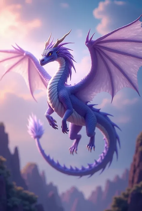 Purple dragon with white wings