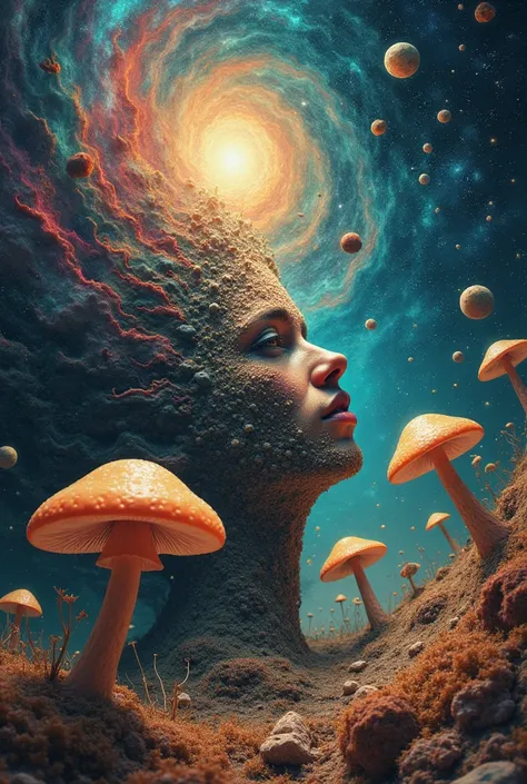 Psychedelic trip with magic mushrooms Mixed with the universe 