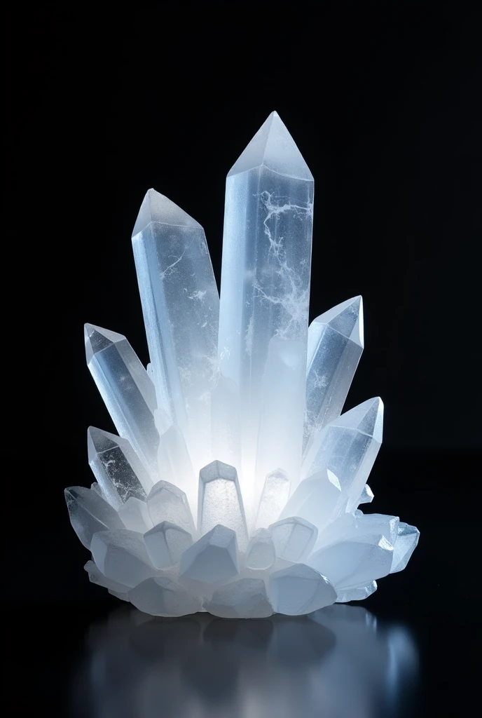 Beautiful white crystal piece with black background with shine