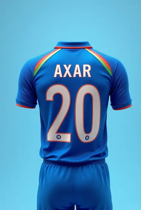 Full sky blue indian cricket jersey whose back side name axar number 20