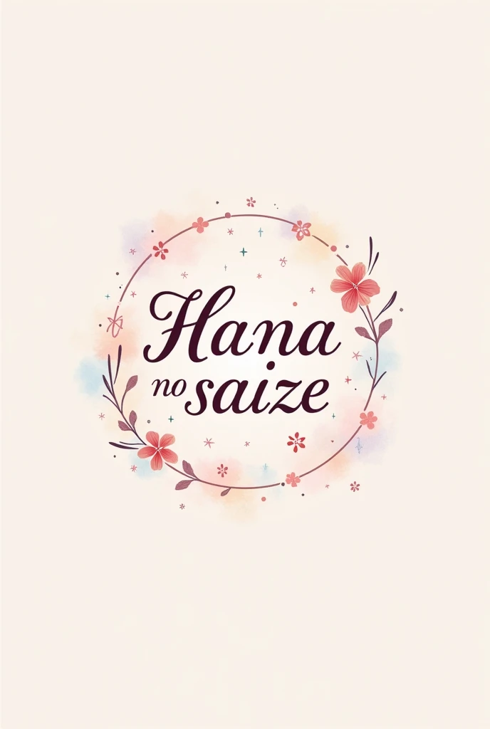 Draw a logo that says: Hana no saize Pastel colors, with constellations 