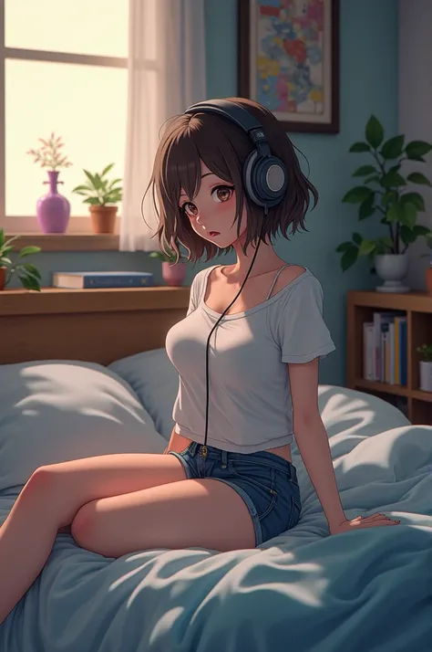 Big Breasts、high school girl、Shortcuts、Headphones、LoFi、2D Animation、Private room、Looks sleepy