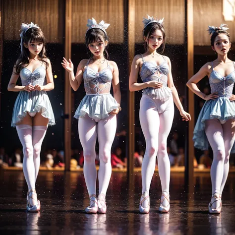 SFW, ExtremelyDetailed (((Kawaii Ballet Girls Group in a row:1.37))), Childish perfect face, Reflective Eyes, Detailed(Delicate Clothing textures), corrected hand, Dynamic Joyful Expressions LifeLike Rendering, (Specular Reflection:0.2), TopQuality 8K Ultr...