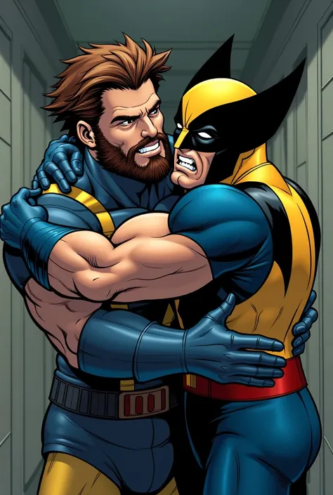 I want an X-Men image of Wolverine hugging Scott Summers ( In a comforting way I want it to be the moment after Jean&#39;s death and Scott is so sad and crying that he even hugs Wolverine who he doesn&#39;t like.) I want the image to look like a comic book...