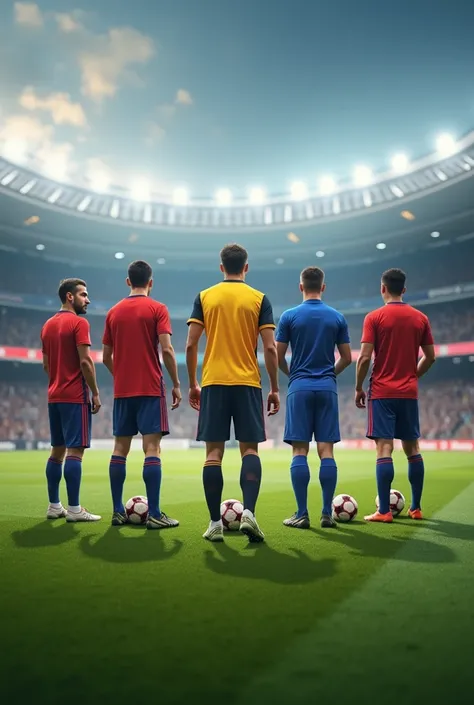 create realistic image for football group cover , with field and without people