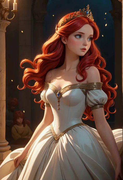 Excellent HD 8K female classical art cartoon princess red hair