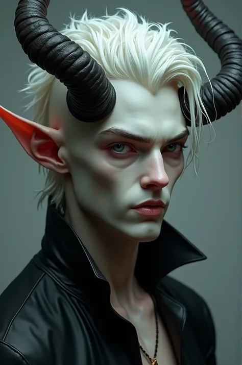 Man Elven ear demon horns pale complexion handsome man