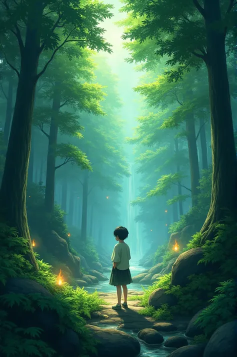 Simple forest and somewhere fire anime nature 
picture 