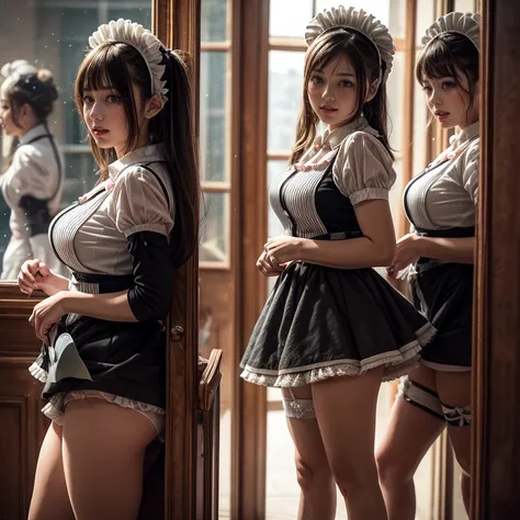 (Extremely Detailed((Kawaii Maid Group in a row:1.37))), Childish perfect face, Reflective Eyes, Detailed(Delicate Clothing textures), Dynamic Joyful Expressions LifeLike Rendering, (Specular Reflection:1.2), TopQuality 8K Ultra-detailed masterpiece (Profe...