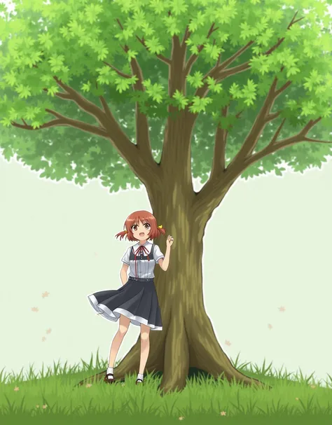 1 Girl，Tree，Anime style