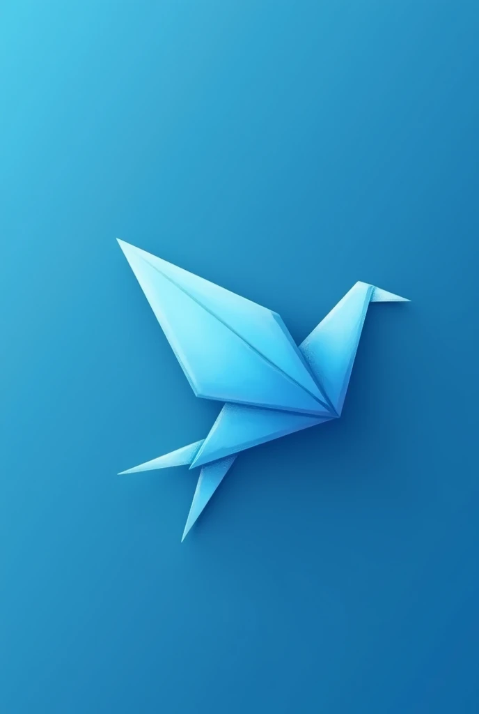 I made a logo for a store with an origami bird with only one wing with the tip folded inwards in simple blue and light blue colors
