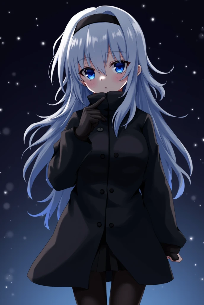 ((Touhou Project)),((masterpiece)),((Highest quality)),((Alluring)),((alone)),((Dark blue pupils)),((Beautiful shining eyes)),((Wearing a black overcoat)),((Wearing a black mini skirt,She wears long black tights under her skirt))((Black pants are visible))...