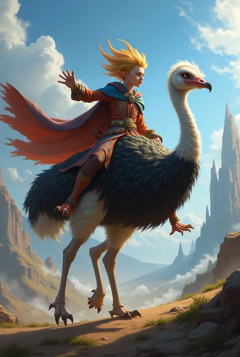 Wizard same as Ekko from lol riding an ostrich 