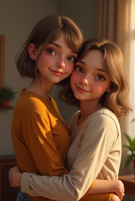 You can create an image based on:

"A picture of Taylor Swift hugging a light-skinned person, light brown eyes, a small mole on the chin, a thin nose, and light brown hair that reaches just above the shoulders. Taylor is smiling and hugging the person in a...