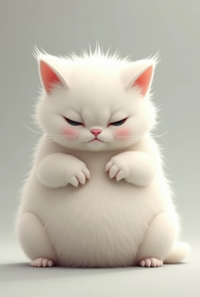 Coquette white kitten is obese and has an eating disorder and feels self-conscious about her body 