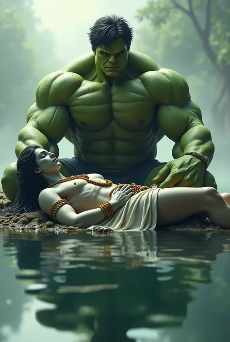 Hulk  with lord shiva sleeping on the water
