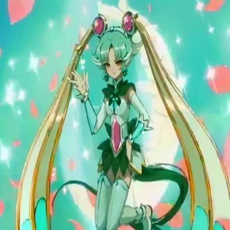 A closeup of a cartoon character , Sil of species, bakugan glamorous angelic woman, magical girl style, knights of the zodiac girl, inspired by Leiko Ikemura, Bakugan trainer girl , she holds iridescent films, The goddess Artemis smiling, yami kawaii, brea...