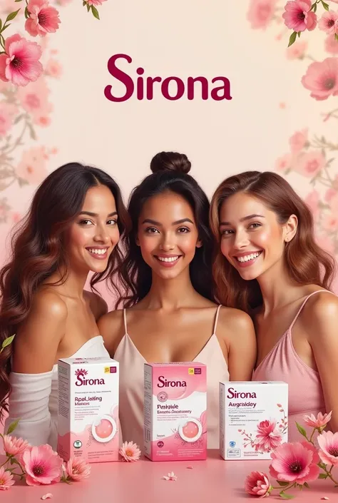 Marketing poster of a company name sirona whose product are for female health related and female mensuration or periods product in english 