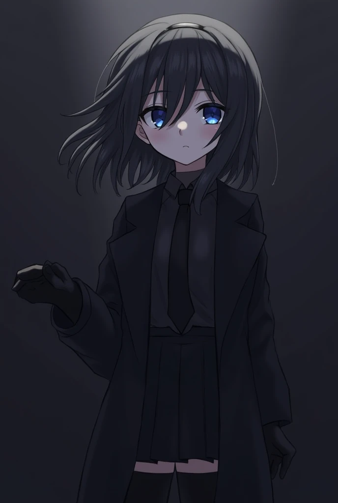 ((Touhou Project)),((Black tie))All-black outfit,((Mysterious)),((Black Hair))((Beautiful Eyes)),((masterpiece)),((Highest quality)),((My eyes are visible through my bangs)),((alone)),((Dark blue pupils)),((Beautiful shining eyes)),((Black Shirt)),((Wearin...