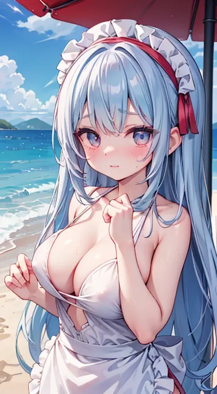 ((2D Beautiful Girl：1.5、Highest quality：1.5、Perfect Fingers:1.1、Perfect Anatomy:1.1、Perfect outfit、Beautiful illustrations))、Cute  girl、(Conversion Sequence)、((cute decorative headbands、Cute waitress style swimsuit))、16 years old、Solio、Fractal Art、Baby Fac...