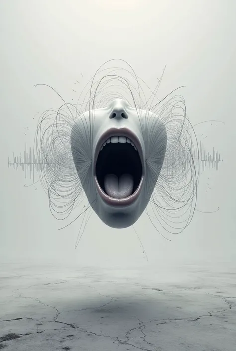 A mouth with no face. Voice waves coming out. Vector 
