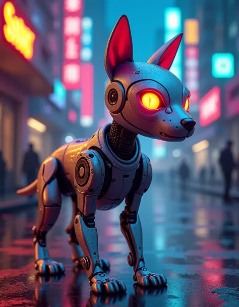 Half Toger half robot in gem place, futuristic, cyborg canine, shiny, digital, colorful, sci-fi, Alien Hominid