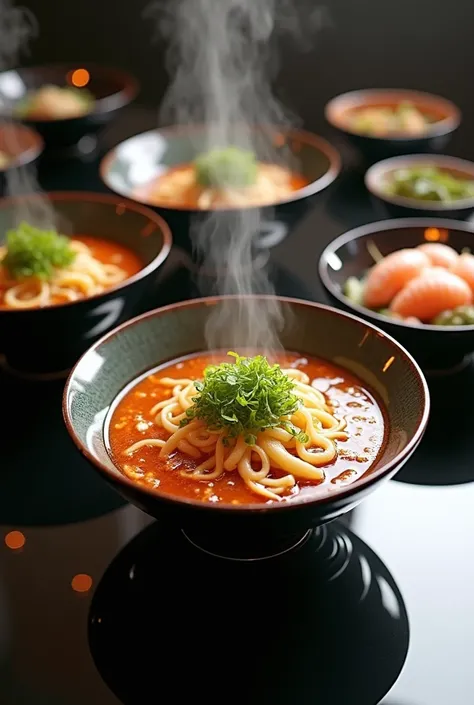 ramen　three views　mirror　reflection　Donburi　Beauty