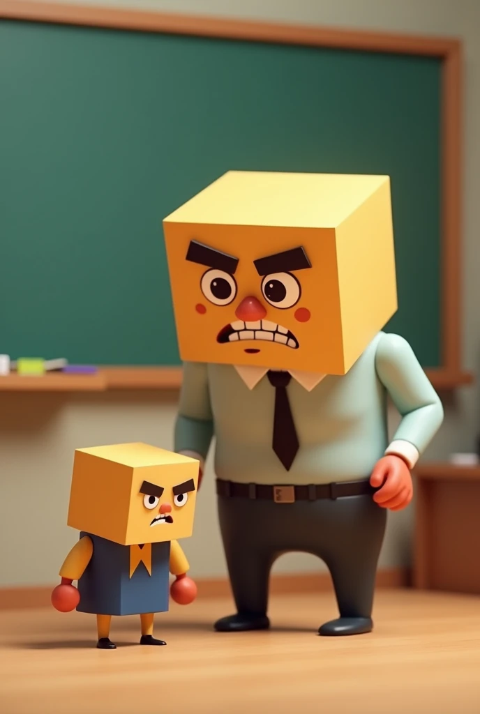 A angry teacher sir scolding her student 3d cartoon square size 