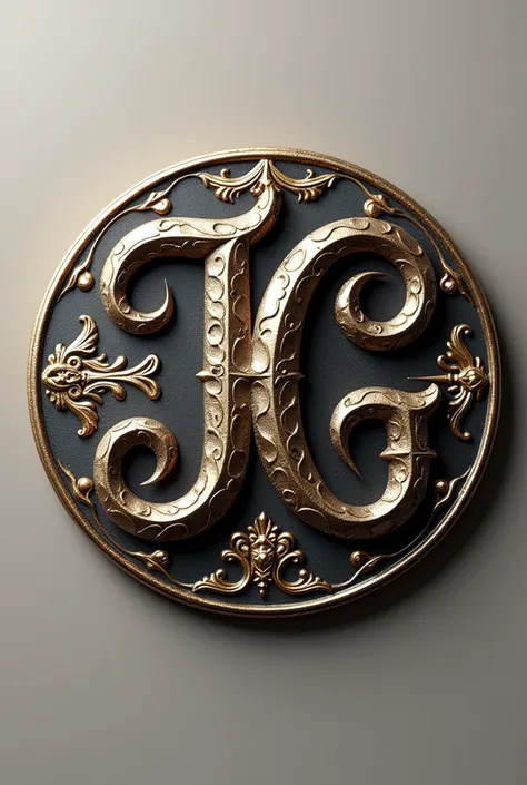 Generate an image where you put the initials JG together for a fancy circular ranch buckle and the letters are joined together