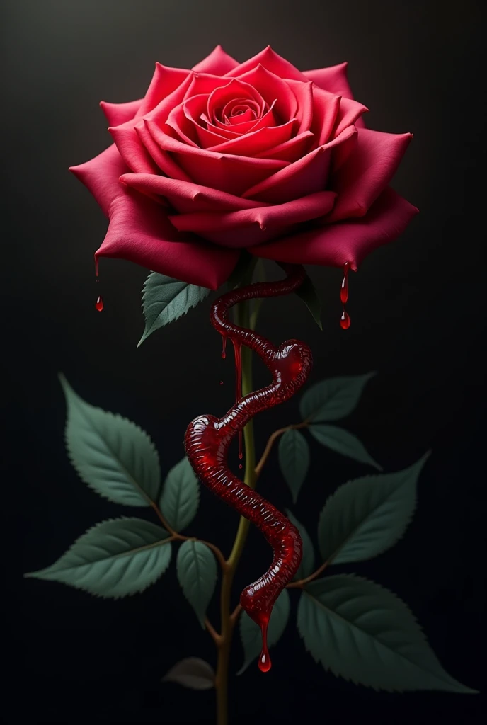 A beautiful rose that runs through two hearts dripping with blood that form the intertwined names of Ramos and Marrysan 