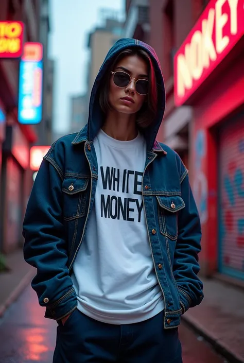 Photo/ poster for street wear clothing brand which includes hoodie oversized tshirt and jacket, totally new fashioned brand names as white money and its Indian based brand