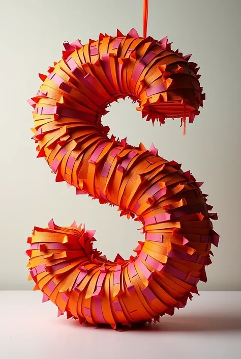 Create a 3D piñata letter S from textured paper 