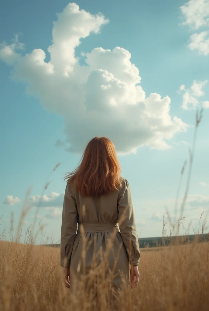 Anna de Frizen looking at the sky, as the clouds disappear 