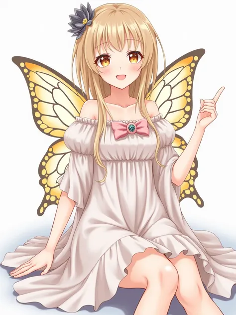 1 Girl ,Fairy, Butterfly wings, beautiful clothes,(high resolution, High Detail, best quality), Medium breasts