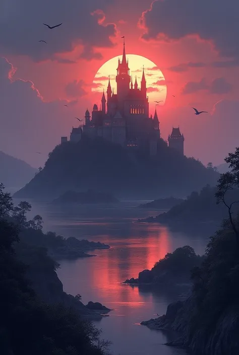 dusk，castle，Sunset，女教皇站在castle上，castle下有很多信徒