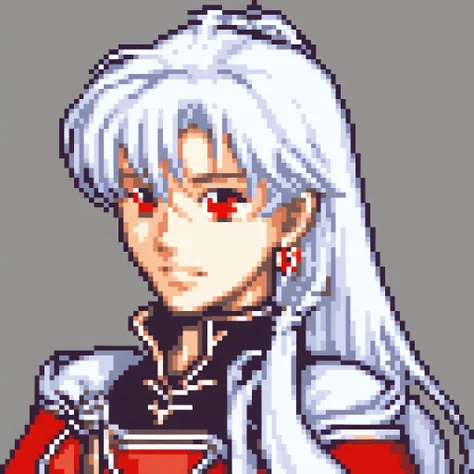 portrait of a fire emblem young princess with white hair and red eyes 