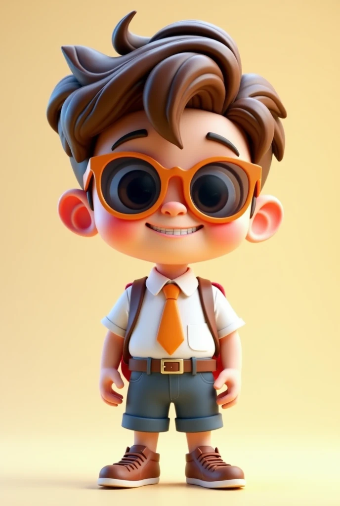 Make a 3D image cartoon boy photo who is wearing school dress sunglasses and tie 