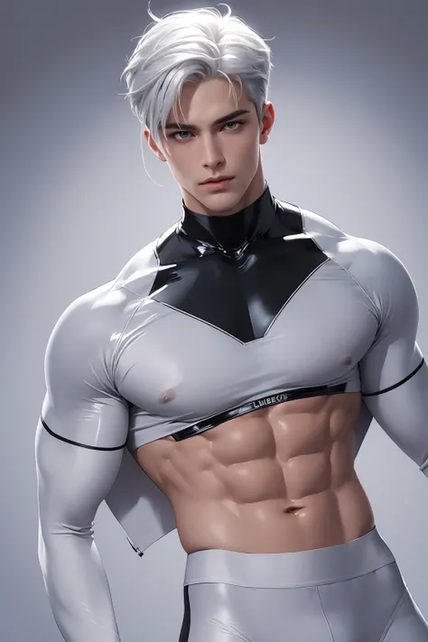 Ultra wide angle，Full body photorealistic 4k, high resolution, best quality, masterpiece, perfect color, perfect shade, perfect lighting, Posted by e621, ((portrait)), ((handsome man)), perfect male figure, Short hair details，chest muscles，abdominal muscle...