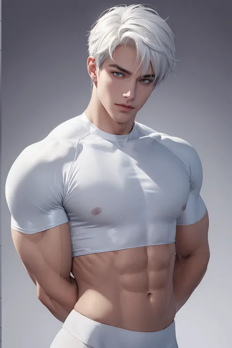 Ultra wide angle，Full body photorealistic 4k, high resolution, best quality, masterpiece, perfect color, perfect shade, perfect lighting, Posted by e621, ((portrait)), ((handsome man)), perfect male figure, Short hair details，chest muscles，abdominal muscle...