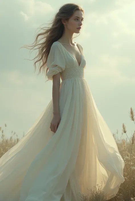 A young woman wearing a long skirt.
